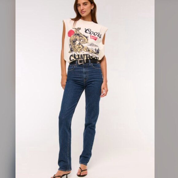 NWOT Abercrombie & Fitch Ultra High Rise 90s Straight Jean sz32 L - Picture 1 of 6